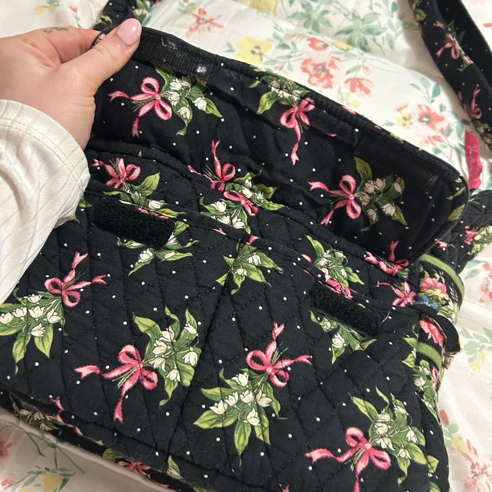 Vera Bradley Black and Pink Floral Shoulder Bag - Picture 2 of 6